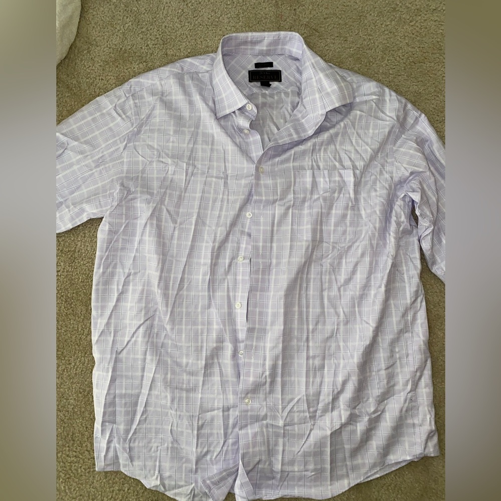Purple plaid men’s dress shirt